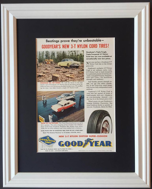 1957 57 Good Year Tire & Rubber Vintage Ad - 3-T Nylon Cord Tires White Wall

Tire, tires, rubber, wheel, wheels, radial, radials, white, wall, walls, whitewall, whitewalls, poly, polyester, polyesters, fiberglass, black, snow, steel, belted, nylon
