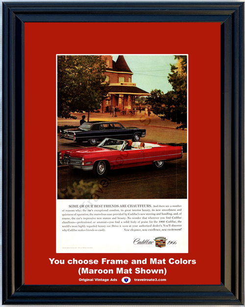 1966 Cadillac DeVille Convertible Vintage Ad Durango Colorado CO Fleetwood Brougham Limousine Limo 66 *You Choose Frame-Mat Colors-Free USA S&H*