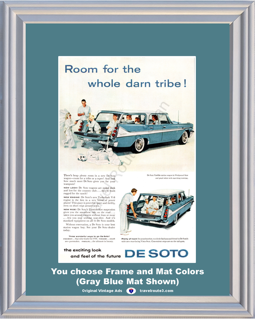 1958 De Soto Fireflite Station Wagon Vintage Ad DeSoto Wedgewood Indians Tribe Tepee Wampum 58 *You Choose Frame-Mat Colors-Free USA S&H*