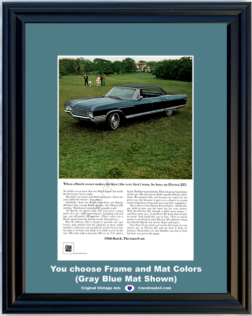 1966 Buick Electra 225 Vintage Ad Deuce and a Quarter Luxury Elegance Tuned Car 66 *You Choose Frame-Mat Colors-Free USA S&H*
