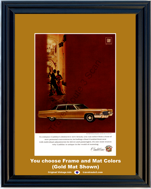 1969 Cadillac Fleetwood Brougham Vintage Ad Dual Comfort Front Seat Gold Luxury 69 *You Choose Frame-Mat Colors-Free USA S&H*