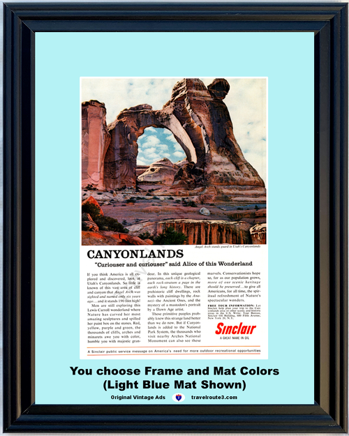 1962 Canyonlands Sinclair Oil Vintage Ad National Park Angel Arch Utah Alice in Wonderland 62 *You Choose Frame-Mat Colors-Free USA S&H*