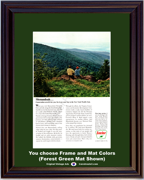1964 Sinclair Oil Shenandoah Vintage Ad National Park Pollock's Knob Conservation 64 *You Choose Frame-Mat Colors-Free USA S&H*
