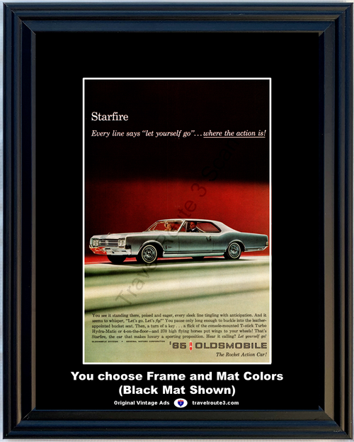 1965 Oldsmobile Olds Starfire Vintage Ad The Rocket Action Car 65 *You Choose Frame-Mat Colors-Free USA S&H*