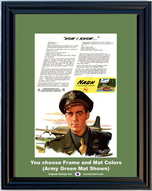 1945 WWII WW2 Nash Back Home Vintage Ad American Dream Victory Peace Kelvinator World War II 2 45 *You Choose Frame-Mat Colors-Free USA S&H*