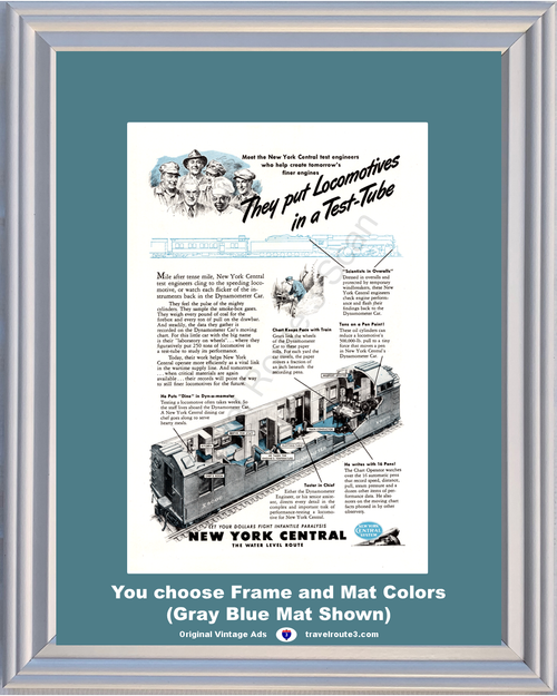 1945 WWII WW2 New York Central Railroad Vintage Ad Train Railway Locomotives Engines Engineers World War II 2 45 *You Choose Frame-Mat Colors-Free USA S&H*