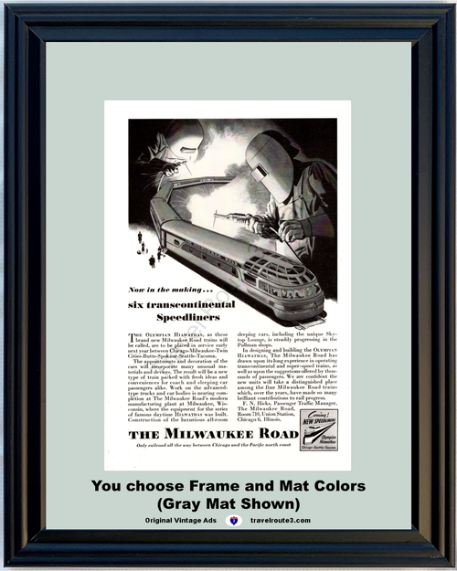 1946 Milwaukee Road Vintage Ad Railroad Train Speedliner Welder Olympian Hiawatha 46 *You Choose Frame-Mat Colors-Free USA S&H*