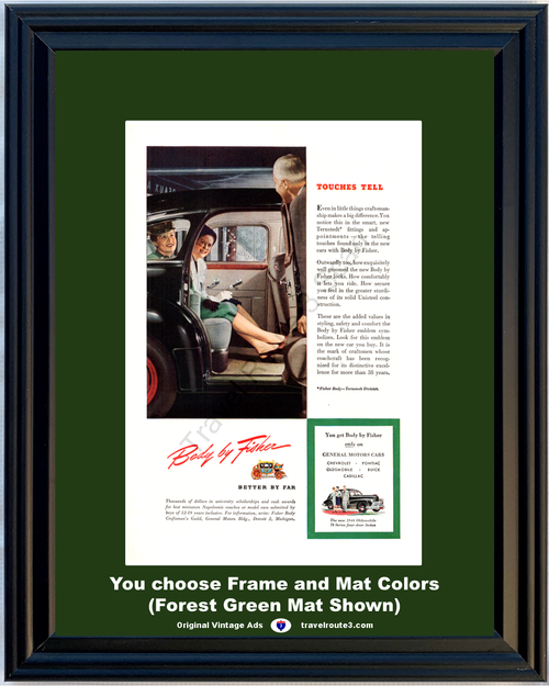 1946 Oldsmobile 78 Series Vintage Ad Olds 4 Four Door Sedan Body by Fisher 46 *You Choose Frame-Mat Colors-Free USA S&H*