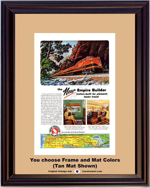 1946 Great Northern Railway Vintage Ad Empire Builder Train Locomotive Railroad Diesel Engine 46 *You Choose Frame-Mat Colors-Free USA S&H*
