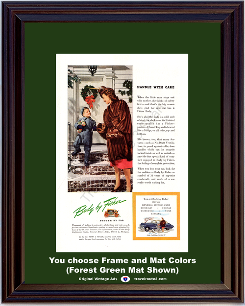 1946 Cadillac Series 62 Vintage Ad Christmas Body by Fisher General Motors GM 46 *You Choose Frame-Mat Colors-Free USA S&H*