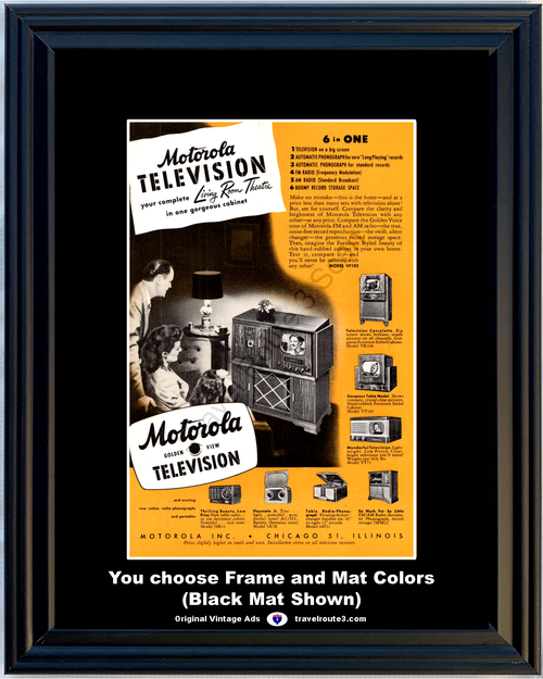 1948 Motorola Television TV Vintage Ad Living Room Theater Mid Century 48 *You Choose Frame-Mat Colors-Free USA S&H*