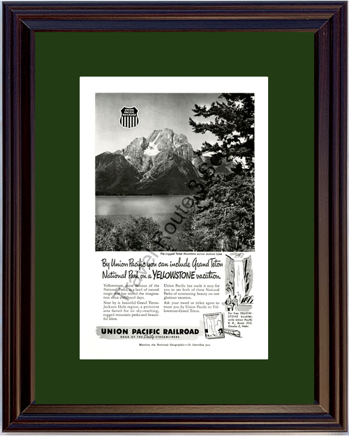 1952 Union Pacific Railroad Grand Teton Vintage Ad Mountains Yellowstone Travel Vacation 52 *You Choose Frame-Mat Colors-Free USA S&H*