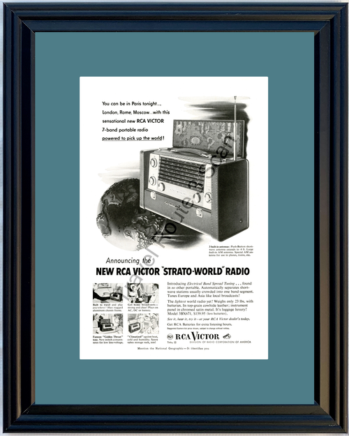 1953 RCA Victor 7-Band Portable Radio Vintage Ad Strato-World Short Wave 53 *You Choose Frame-Mat Colors-Free USA S&H*