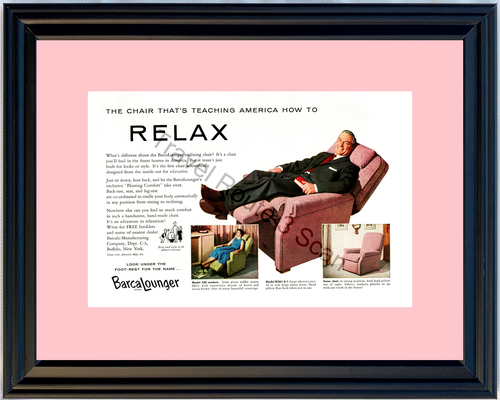 1955 55 Barca Lounger Reclining Chair Rose Beige Nylon Frieze Vintage Ad