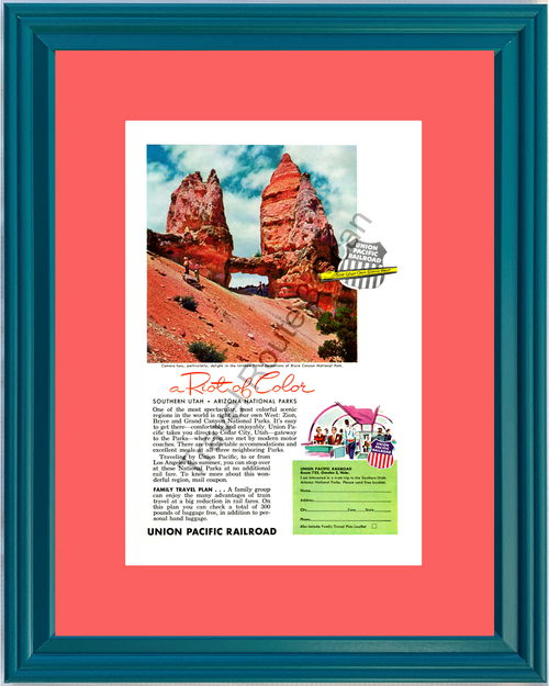 1955 Union Pacific Railroad Bryce Canyon Vintage Ad National Park Utah Arizona Vacation Travel 55 *You Choose Frame-Mat Colors-Free USA S&H*