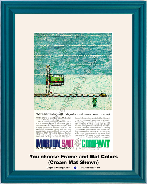 1962 Morton Salt Company Vintage Ad Industrial Division Great Salt Lake Saltair Saltmaking 62 *You Choose Frame-Mat Colors-Free USA S&H*