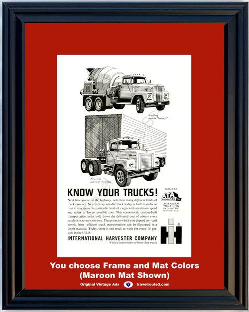 1963 International Harvester IH Trucks Vintage Ad 63 Cement Freight ATA Foundation *You Choose Frame-Mat Colors-Free USA S&H*