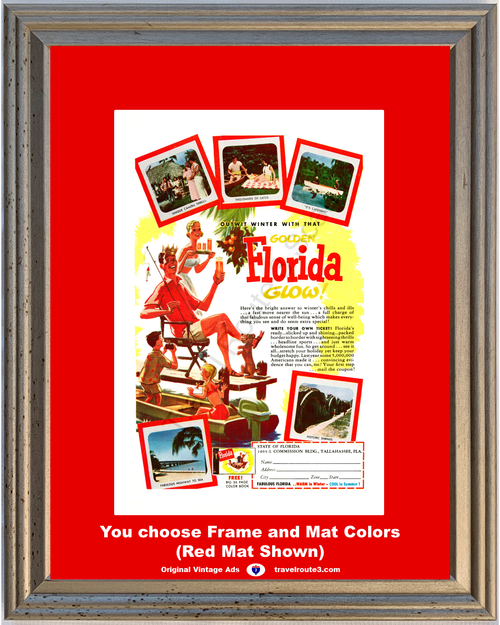 1955 55 Fabulous Florida Vacation Travel Sunshine Sun Boating Fishing Vintage Ad