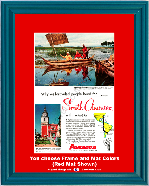 1955 55 Panagra South America Lake Titicaca Santiago Red Brick San Francisco Vacation Travel Vintage Ad