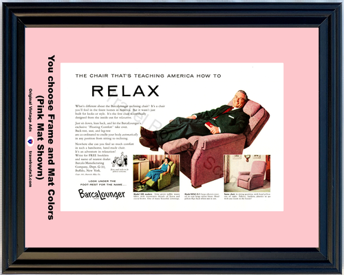 1955 55 BarcaLounger Reclining Lounge Chair Relax Comfort Vintage Ad