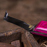 Beanie Straight Blade knife with brass topper (Pink) Beanie Straight Blade knife with brass topper (Pink)