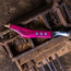 Beanie Straight Blade knife with brass topper (Pink) 