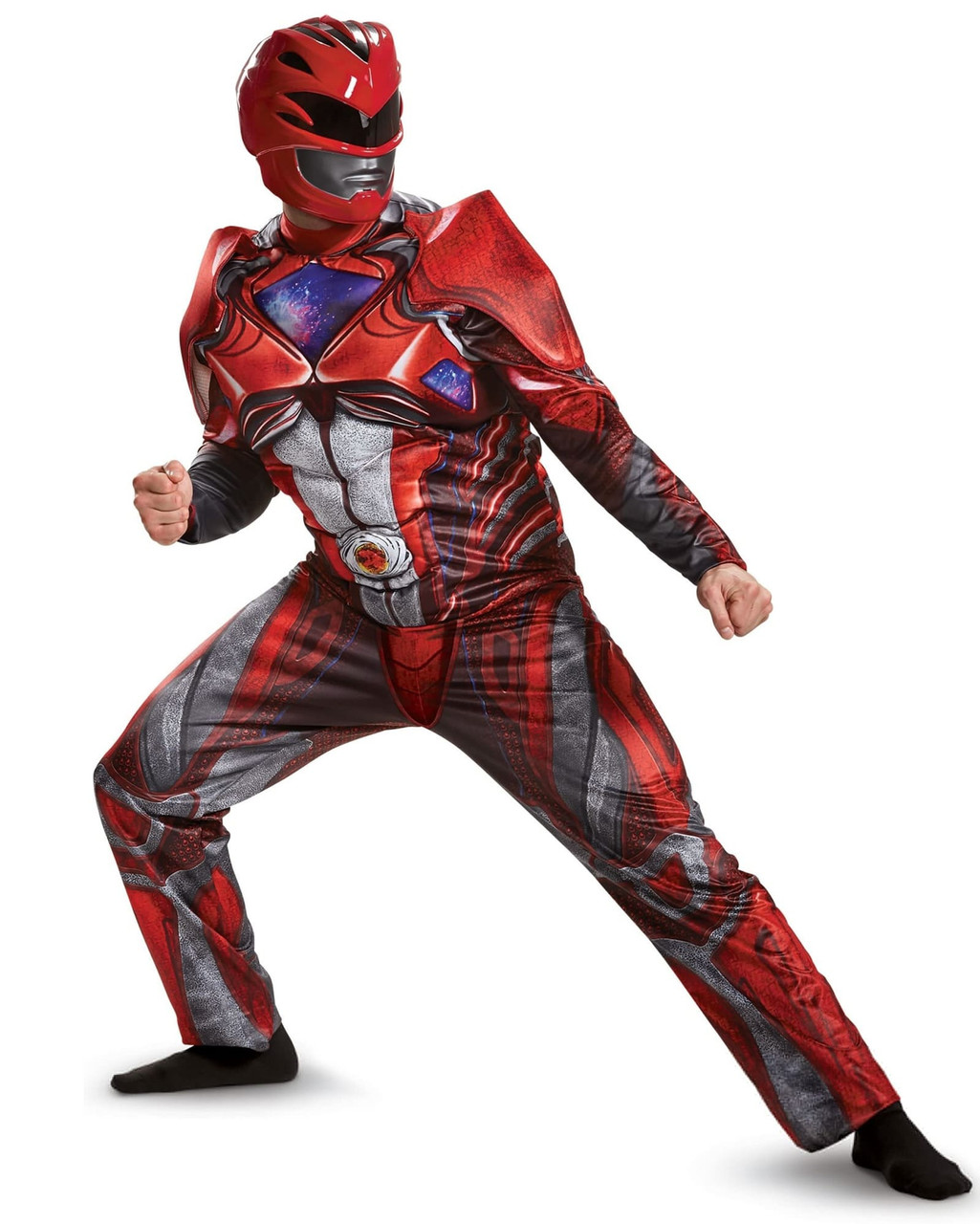 Red Ranger Deluxe Muscle Power Rangers Movie Superhero Teen Boys Mens ...