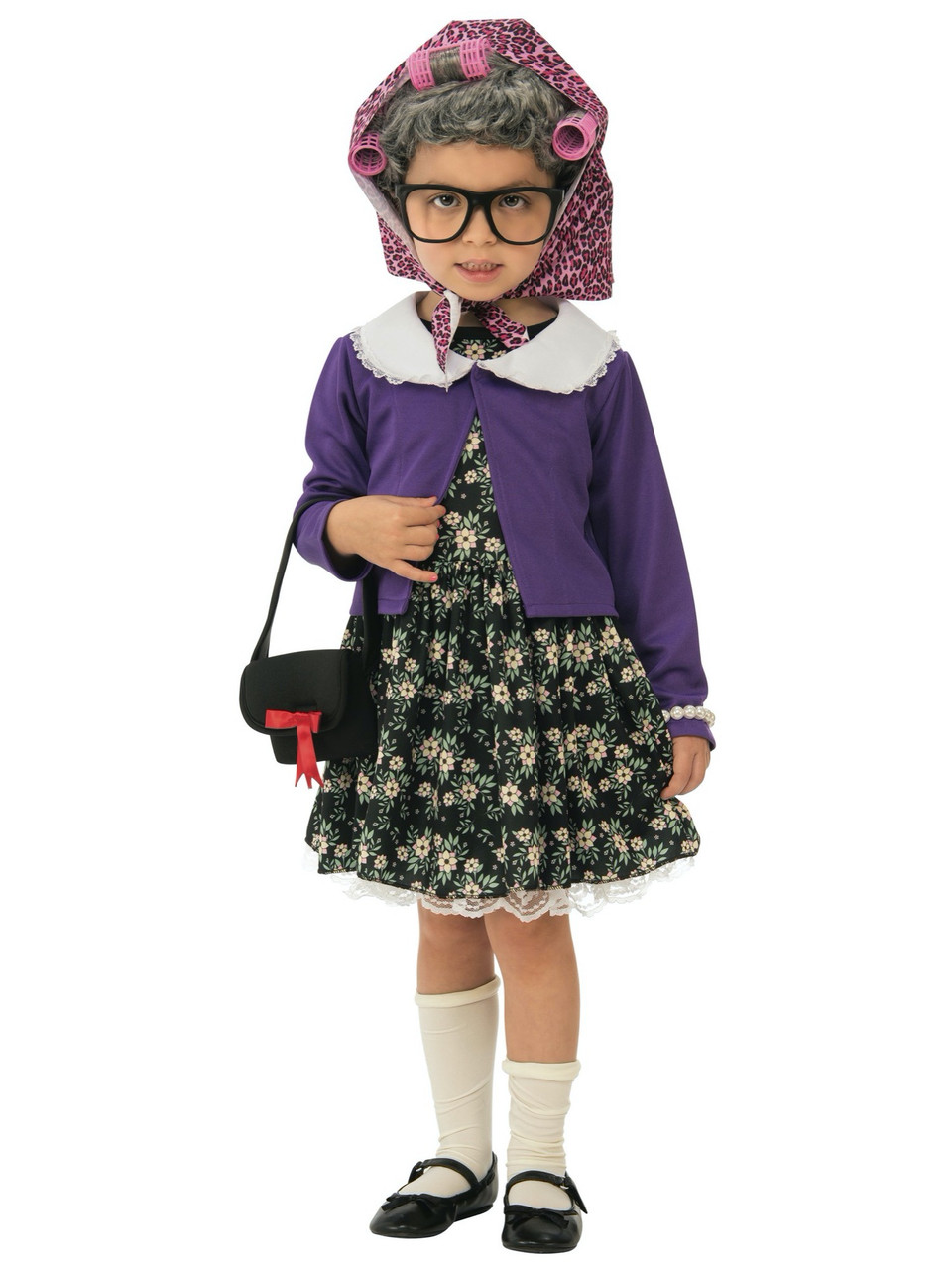 Old Lady Wig Hat Costume WITH Non-prescription Glasses And Chain Old Lady Wig Granny Wig Grandma Costume 100th Day Of School - Foto 4