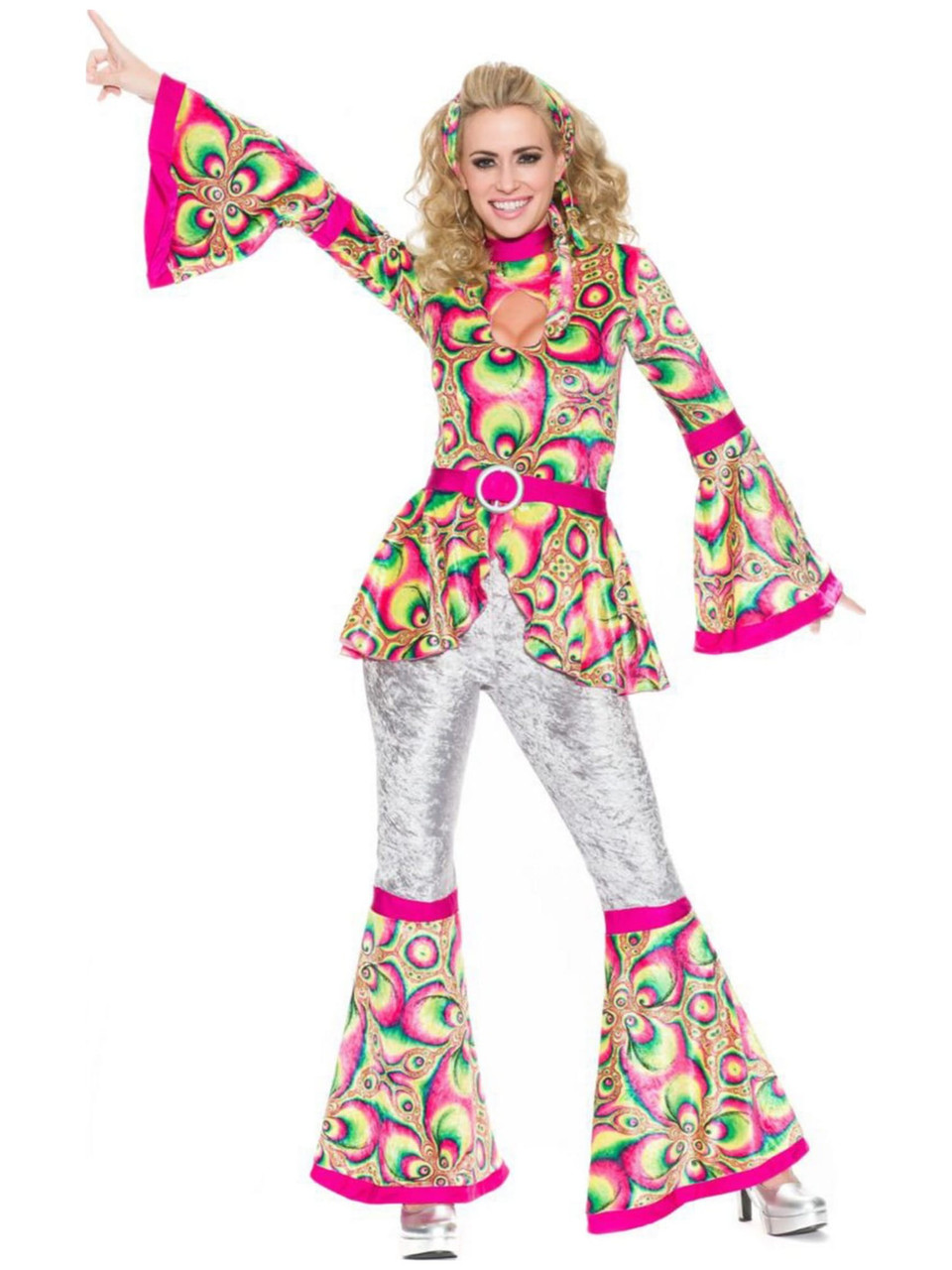 BELL BOTTOM PANTS Adult Womens 70s Disco Costume Fancy Dress