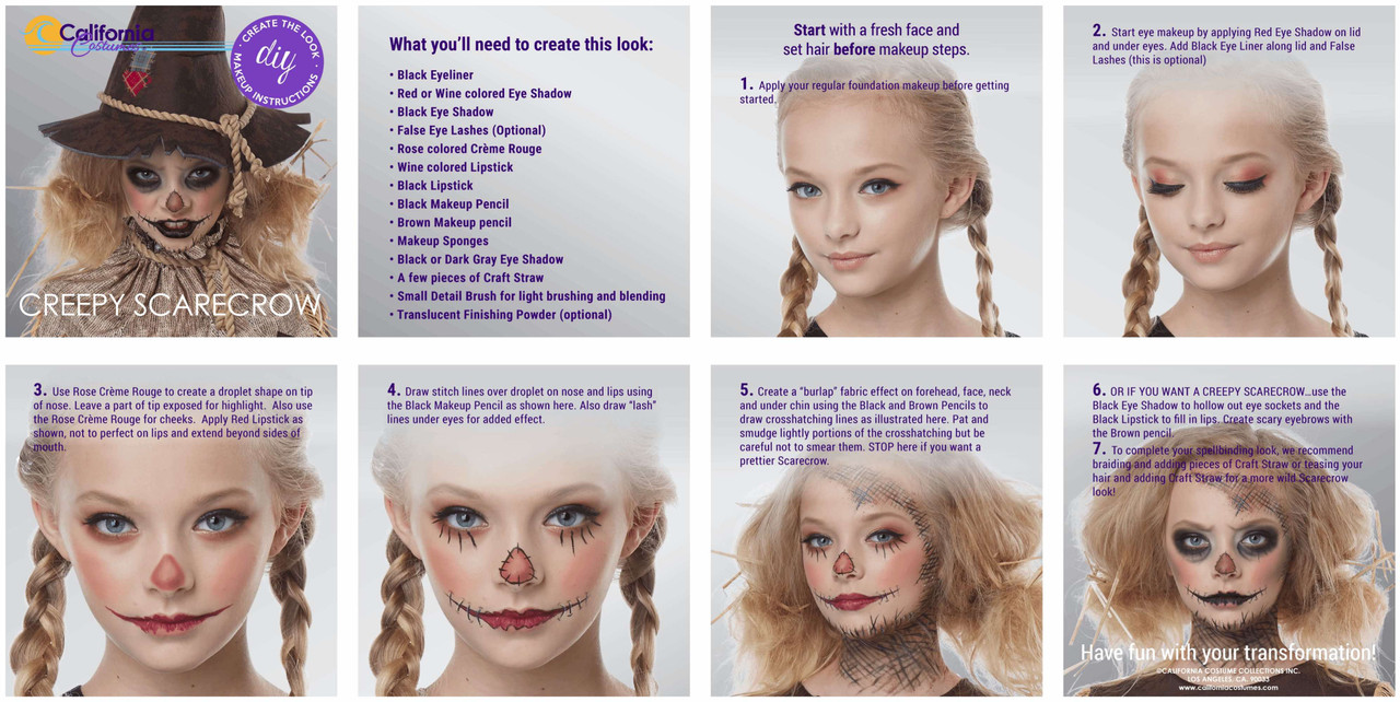 Creepy Scarecrow Horror Scary Monster Halloween Tween Girls Costume