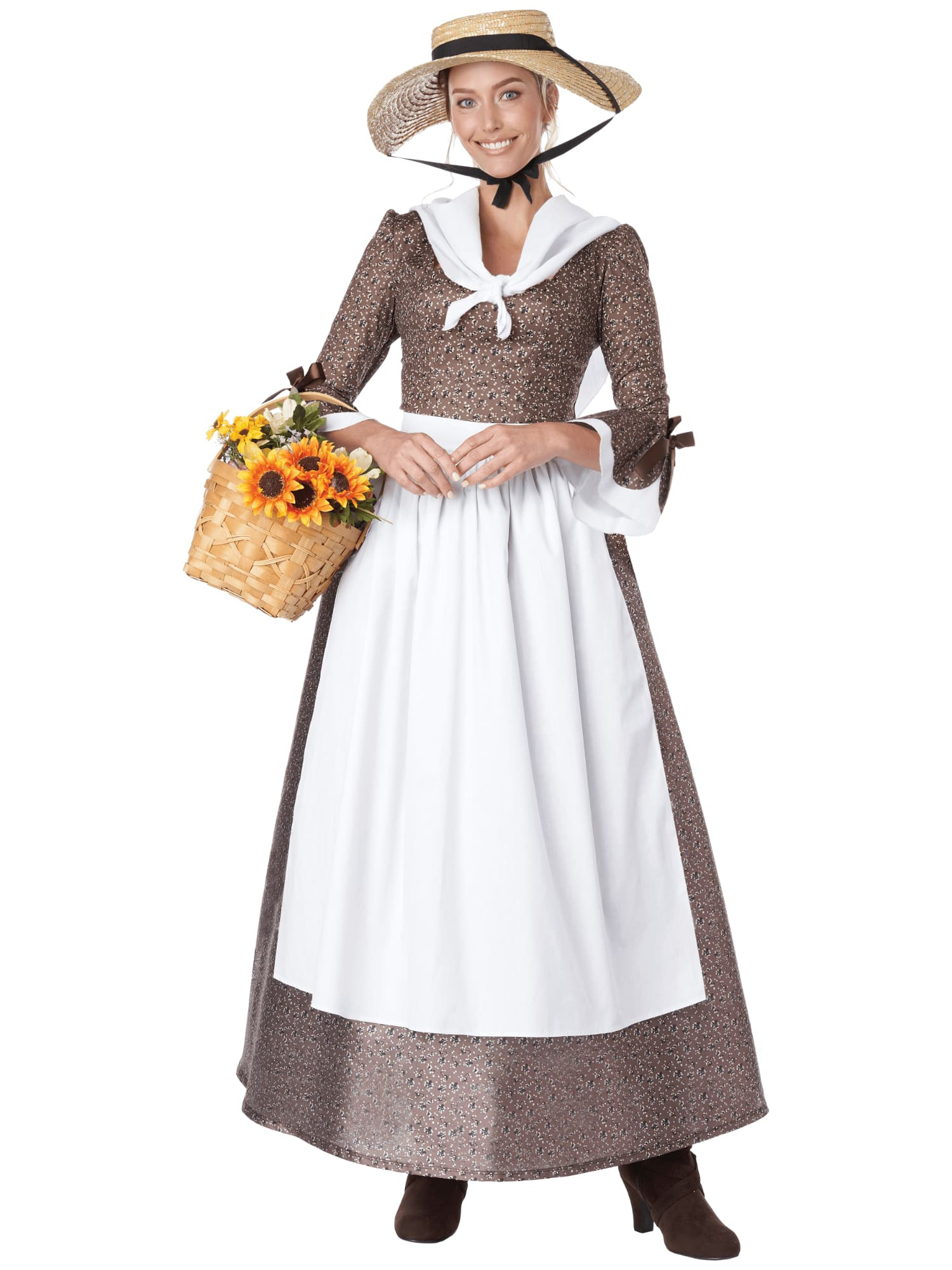 American Colonial Dress Pioneer Pilgrim Victorian Olden Day Womens Costume