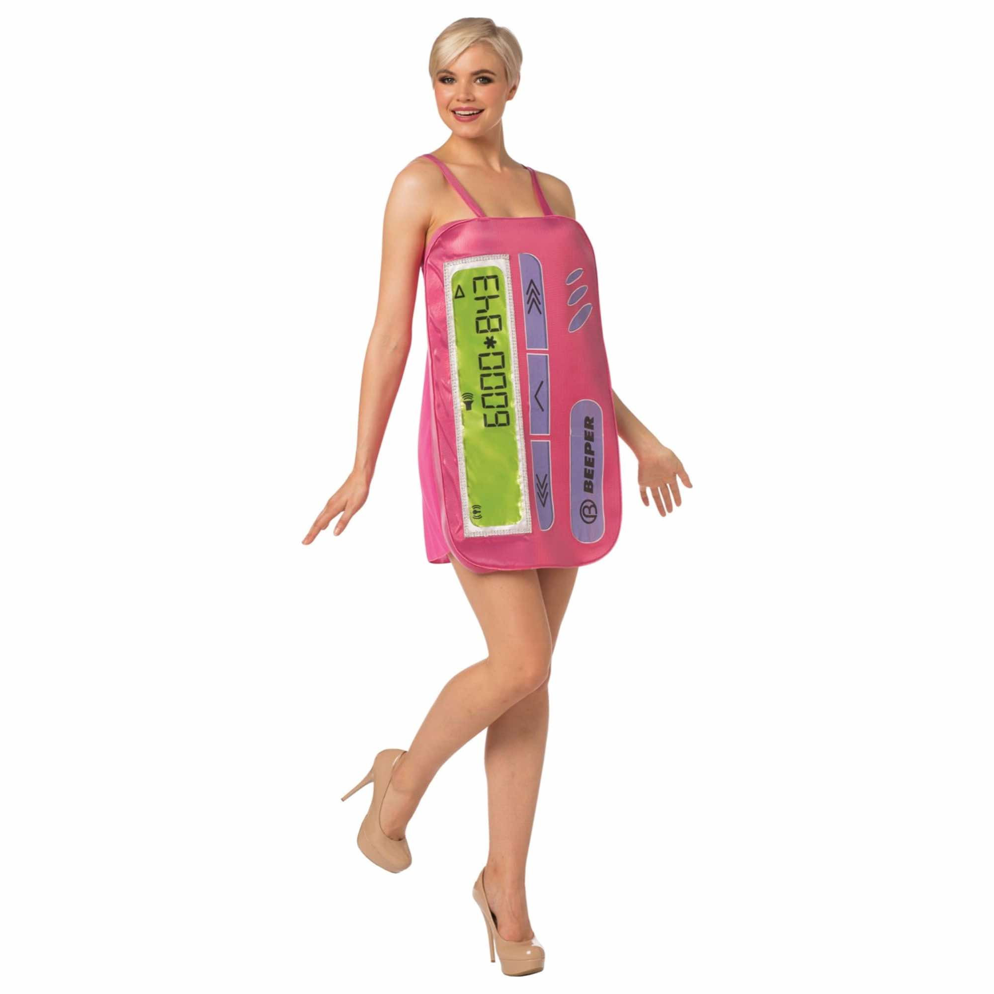Beeper Pink Pager Bleeper 90s Device Funny Womens Costume Dress 4-10