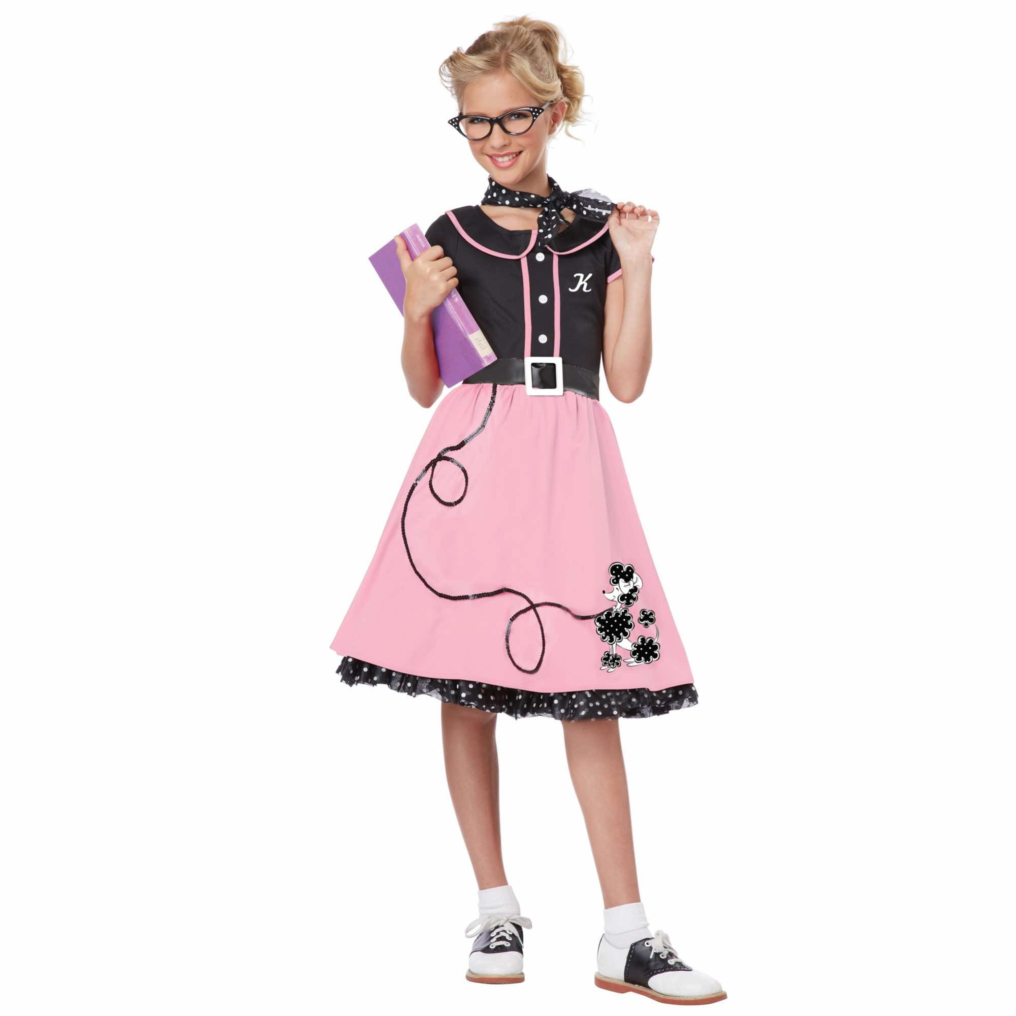 50s Sweetheart Greaser Pink Rock Roll Sock Hop Book Week Girls Costume