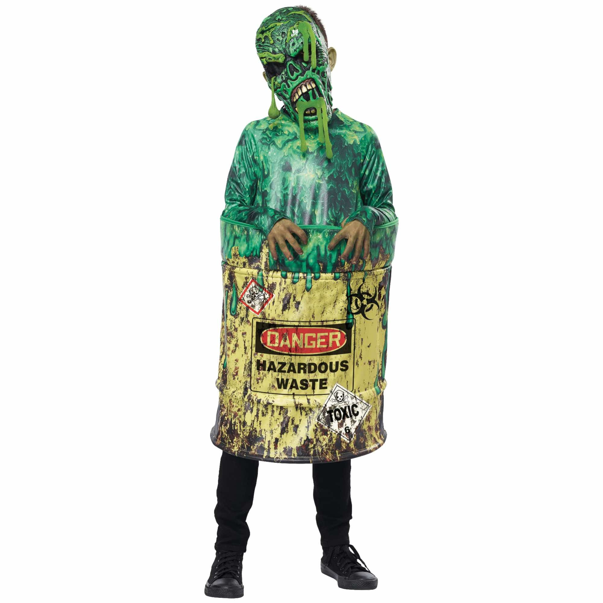 Hazardous Waste Trash Garbage Bin Barrel Monster Zombie Halloween Boys Costume