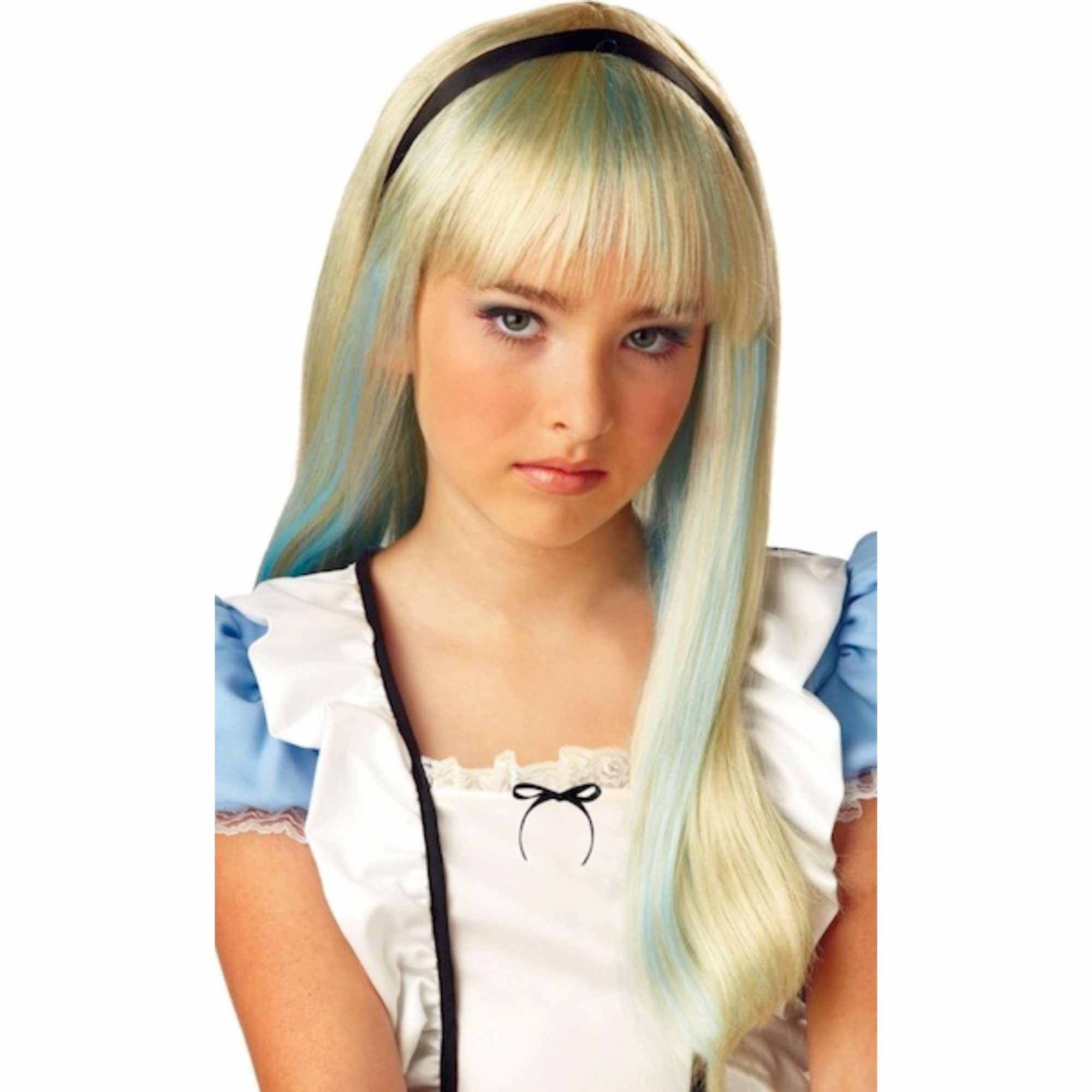 Alice In Wonderland Long Blonde Tween Girls Costume Wig