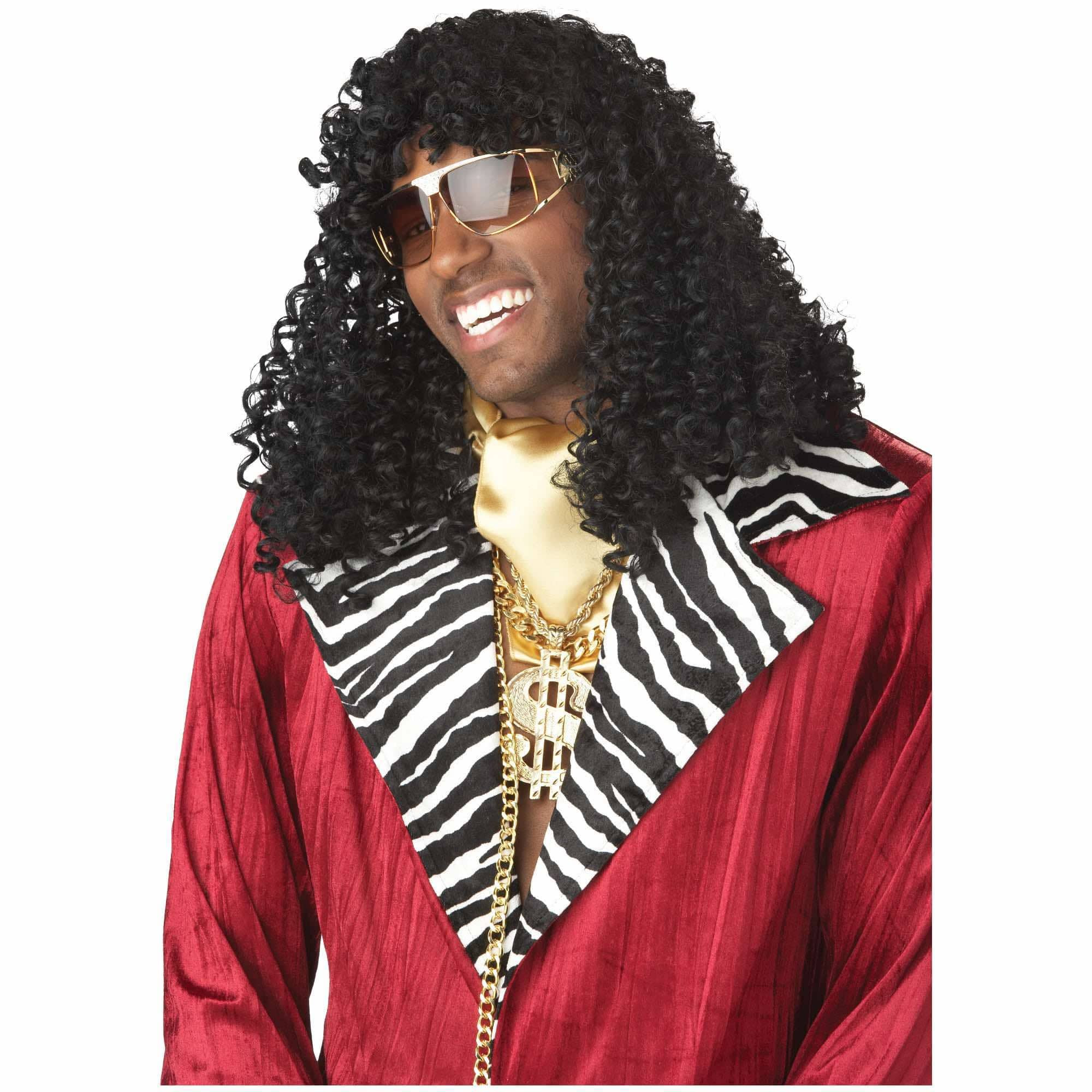 Supa Freakin 1970s 1980s Gangster Pimp Big Daddy Men Costume Wig