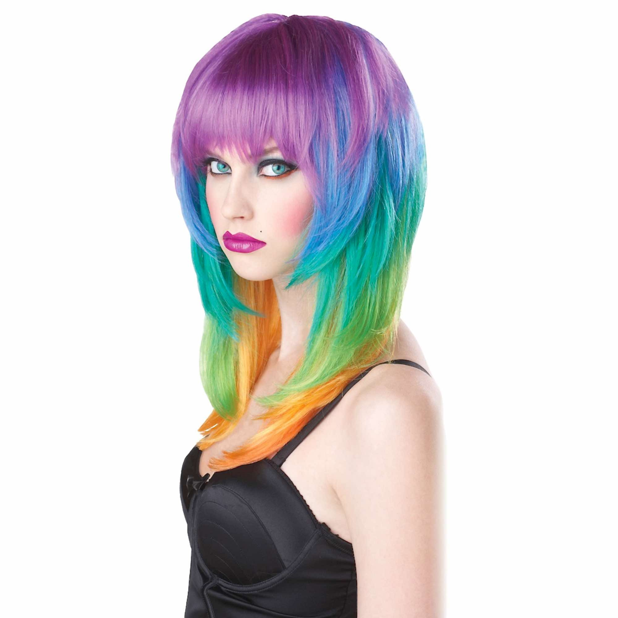 Kaleidoscope Rainbow Layered Punk Rock Women Costume Wig