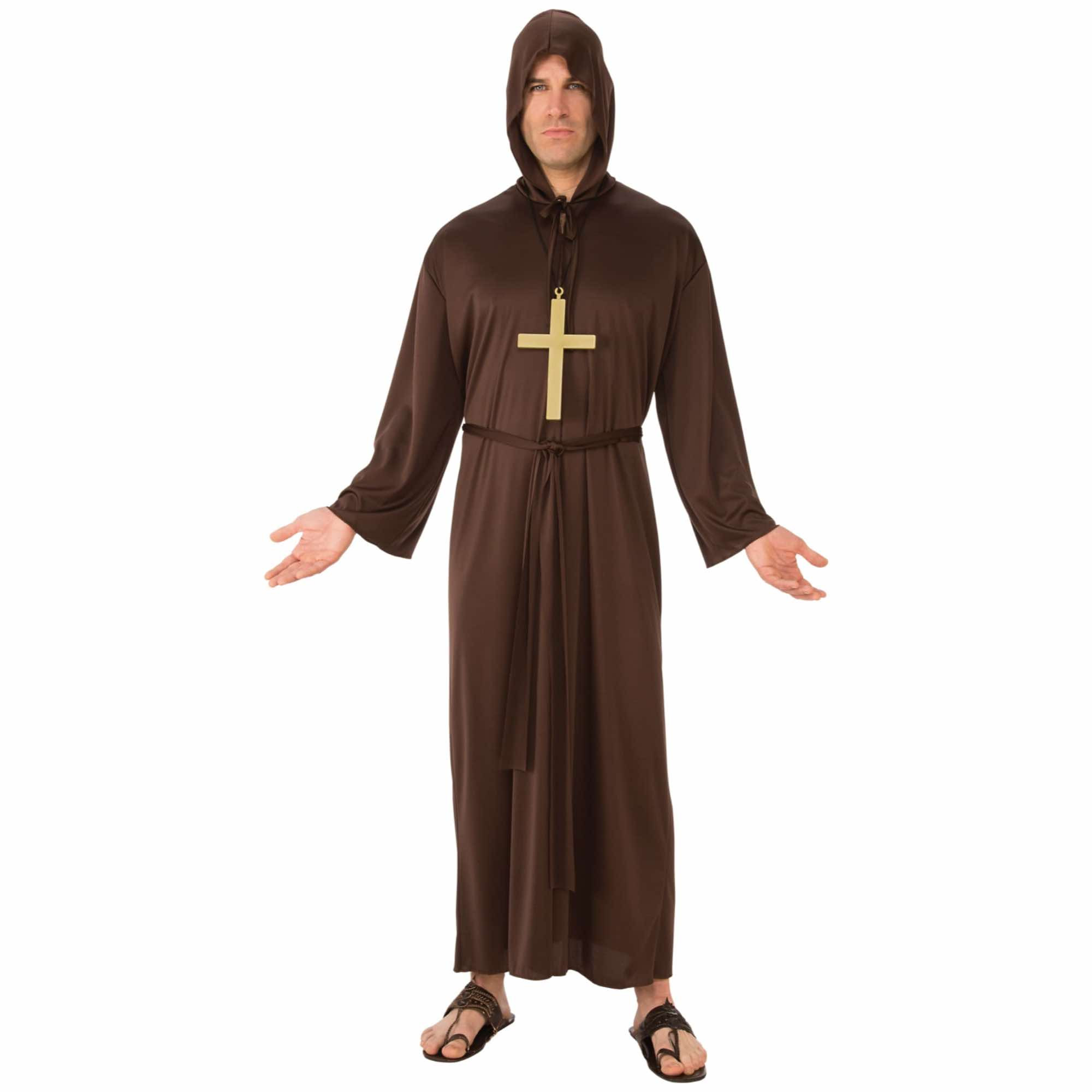 Monk Medieval Renaissance Friar Religious Adult Mens Costume And Necklace