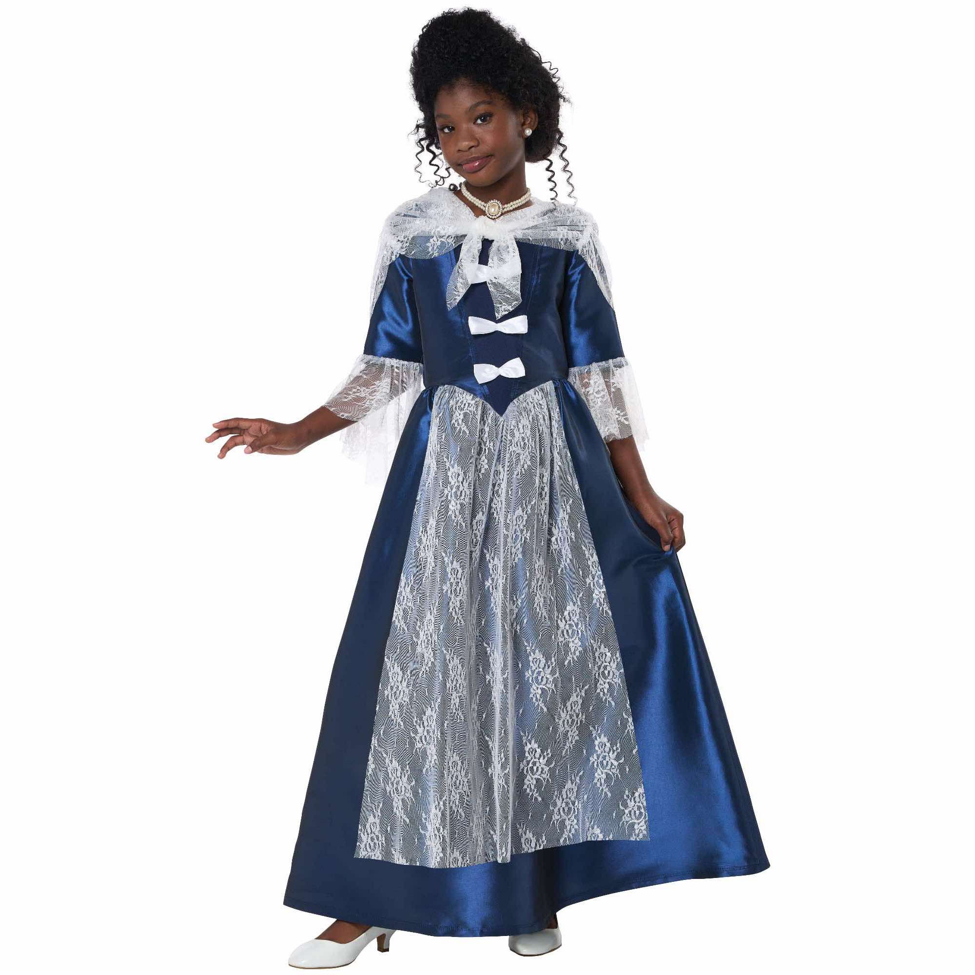 Colonial Period Blue Dress Historical Victorian Regency Child Girls Costume