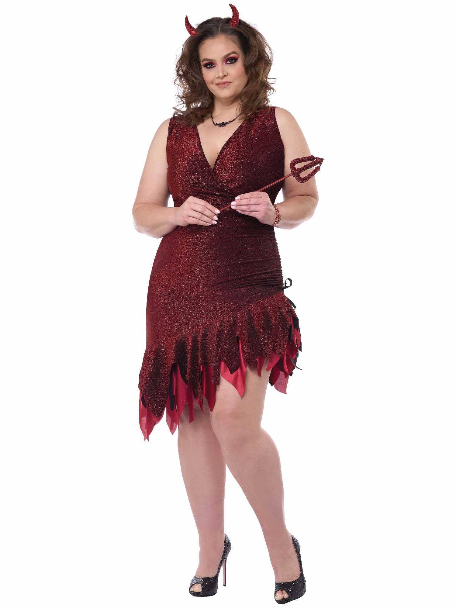 Red-Hot And Sizzling Devil Satan Horror Halloween Adult Womens Costume Plus