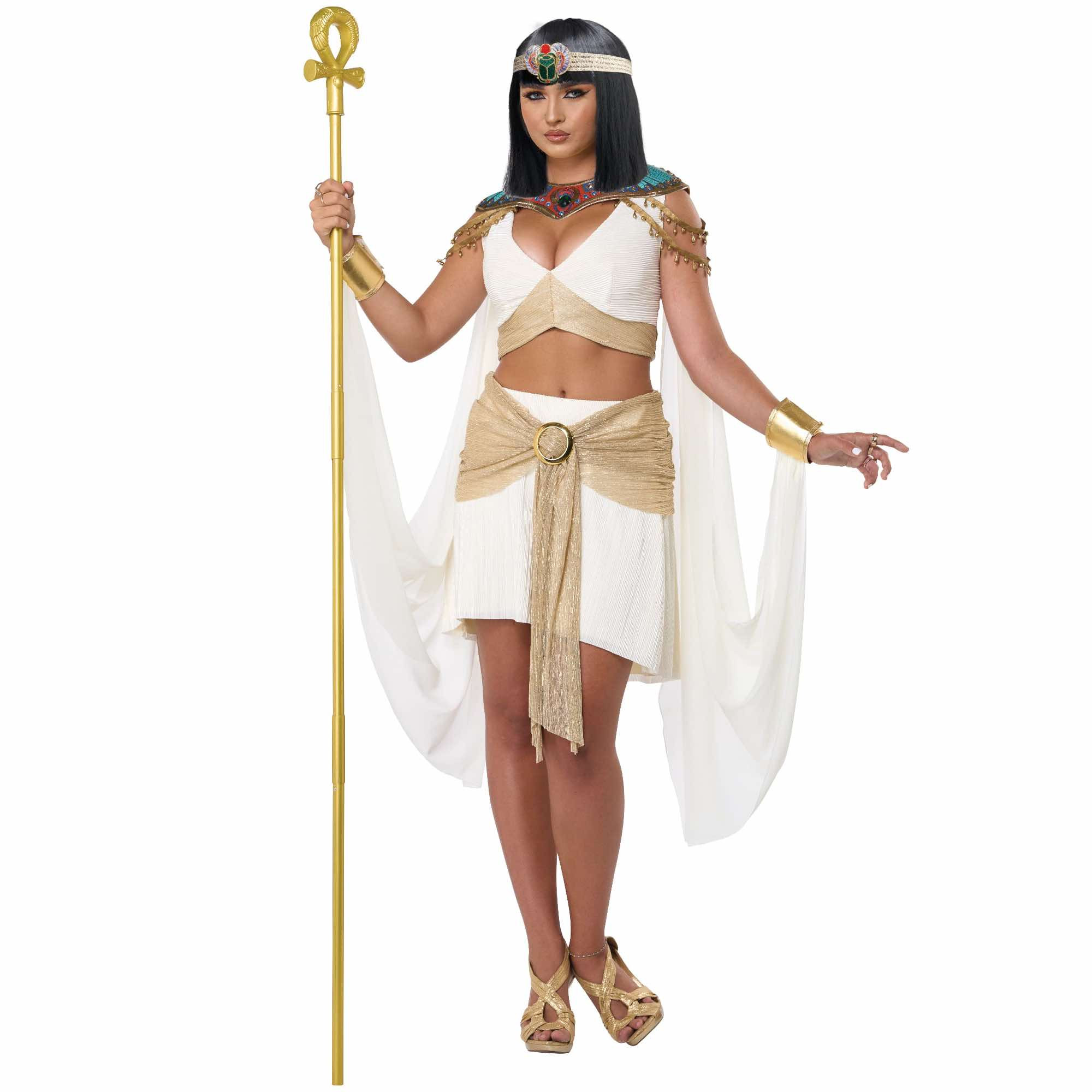 Queen Cleopatra Egyptian Ancient Egypt Nile White Gold Adult Womens Costume
