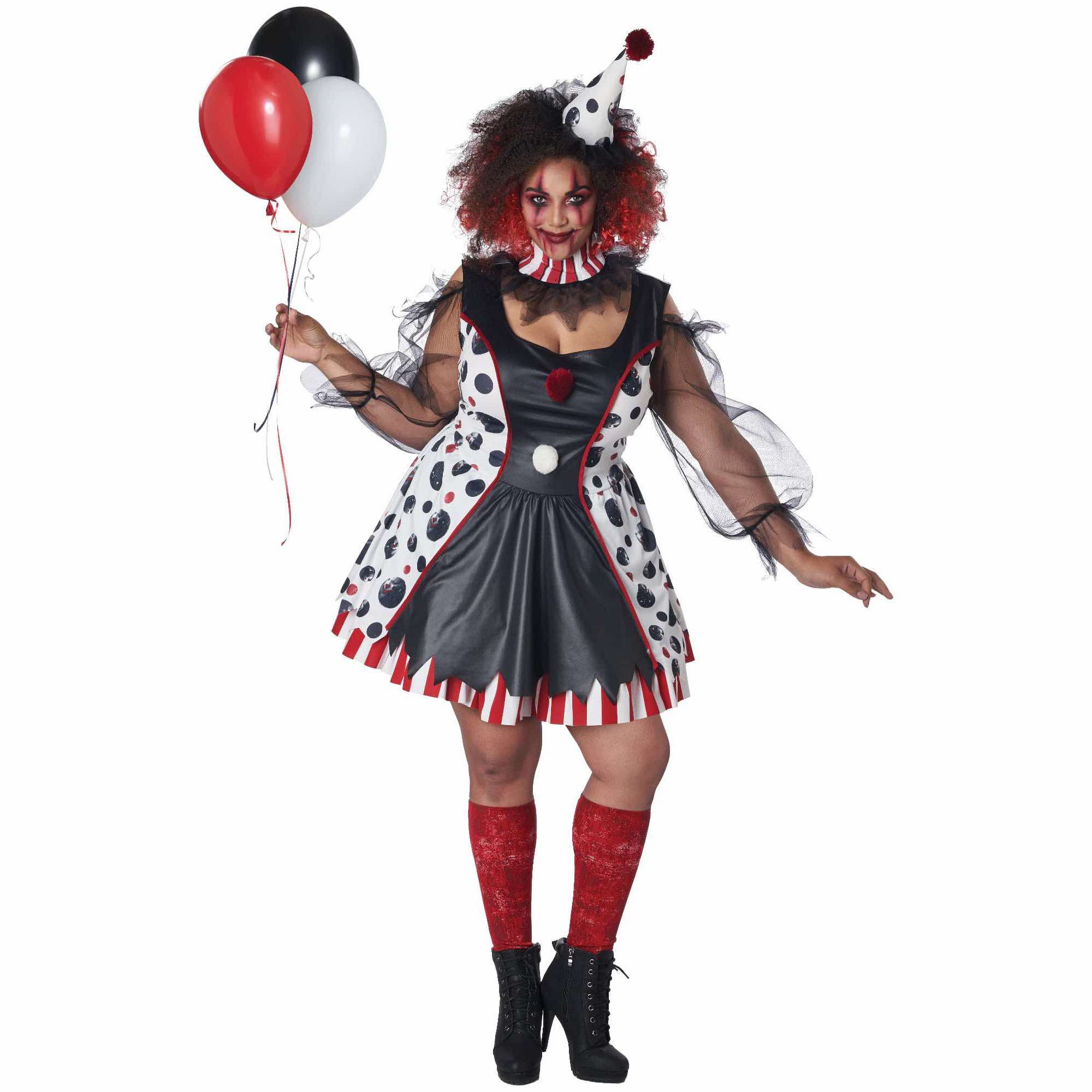 Twisted Clown Horror Joker Evil Jester Circus Adult Womens Costume Plus
