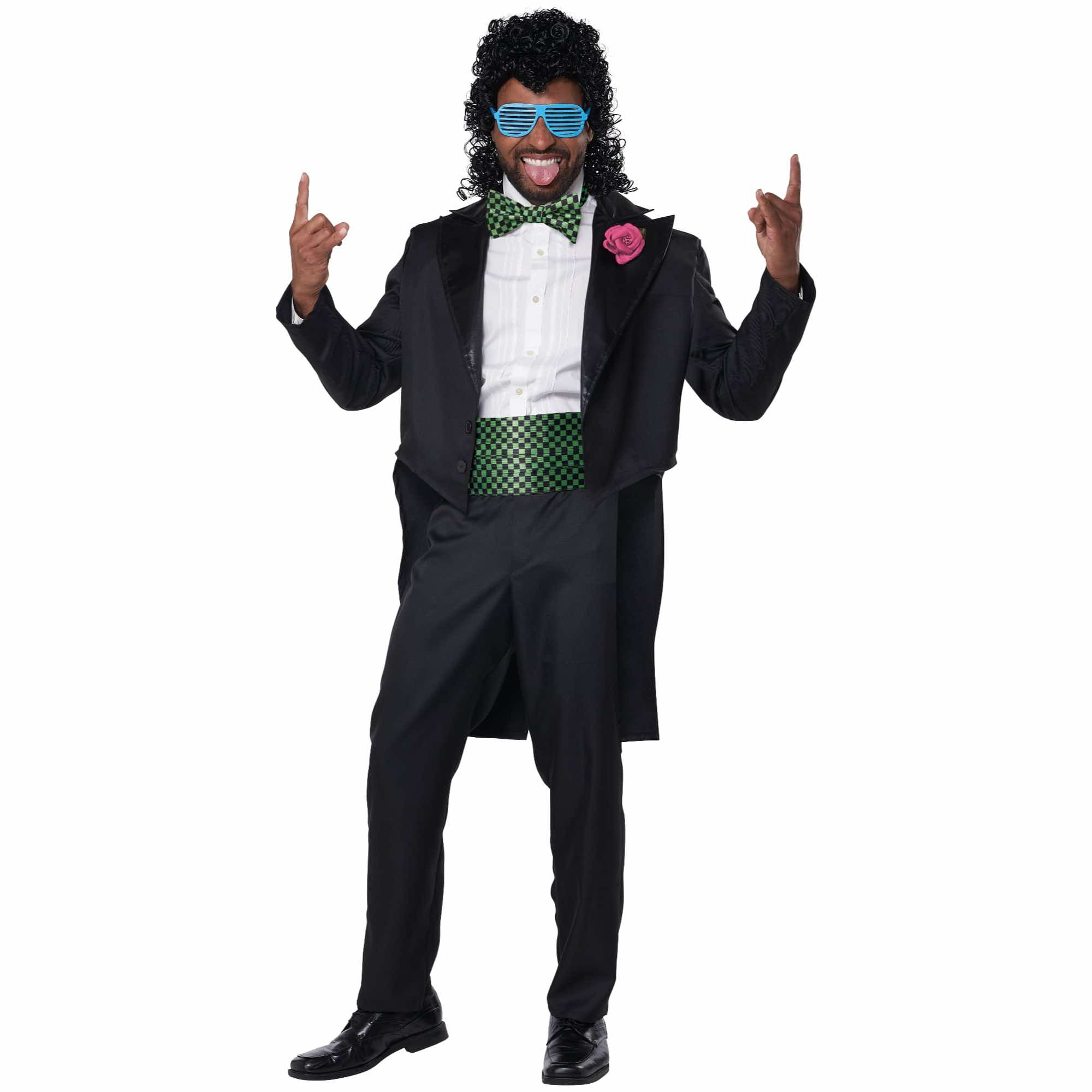 80s Prom Date Black Tuxedo Old School Prom Boy Retro Adult Mens Costume
