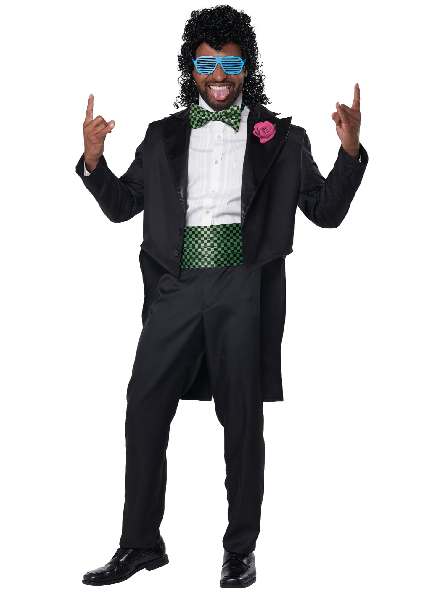 80s Prom Date Black Tuxedo Old School Prom Boy Retro Adult Mens Costume