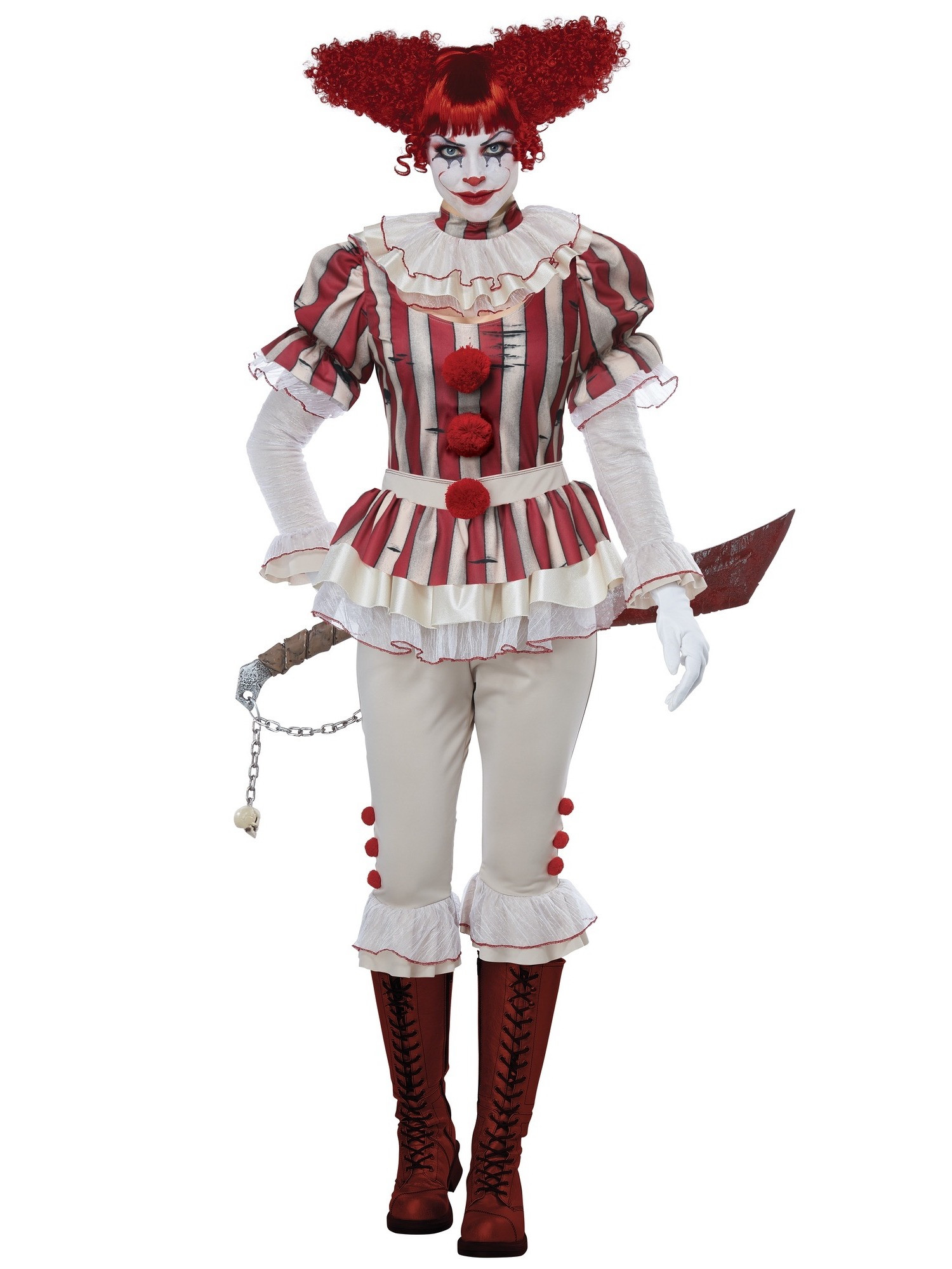 Sadistic Clown Evil Joker Horror Scary Halloween Womens Costume