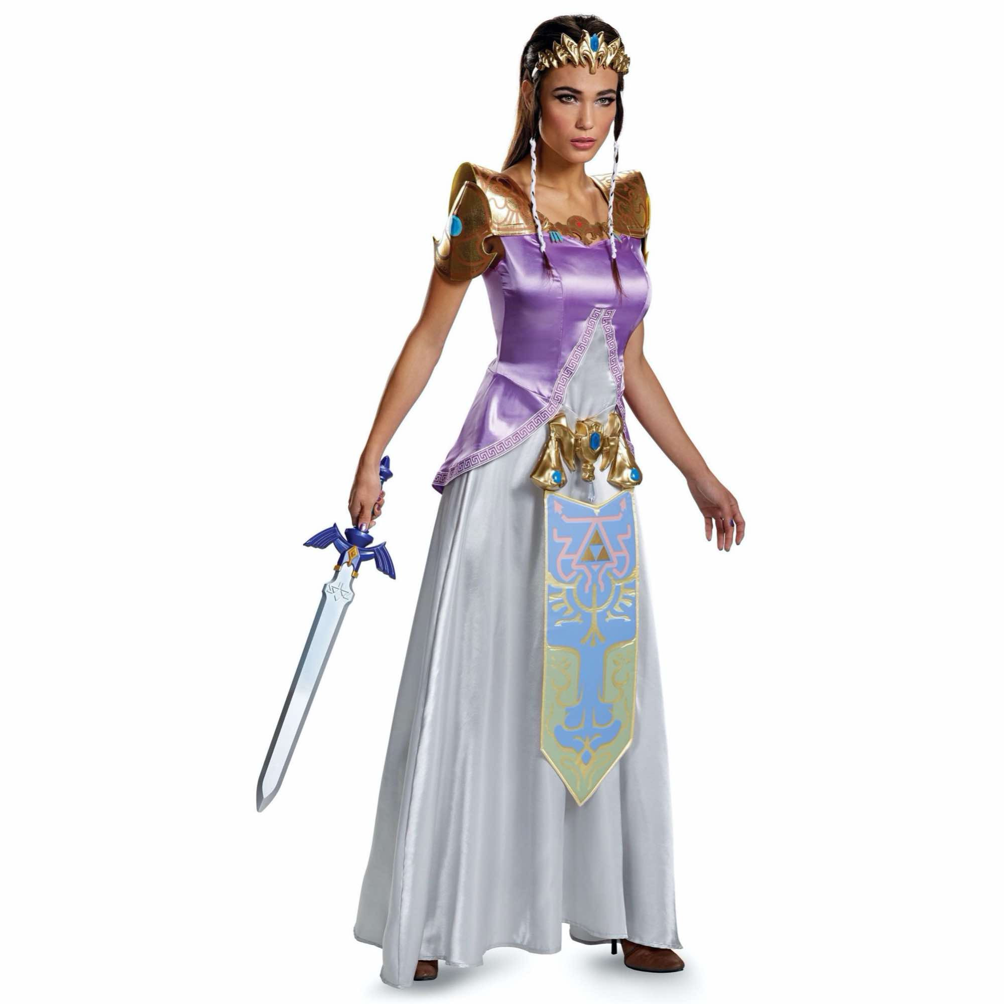 Princess Zelda Deluxe The Legend Of Zelda Video Game Womens Costume & Tiara