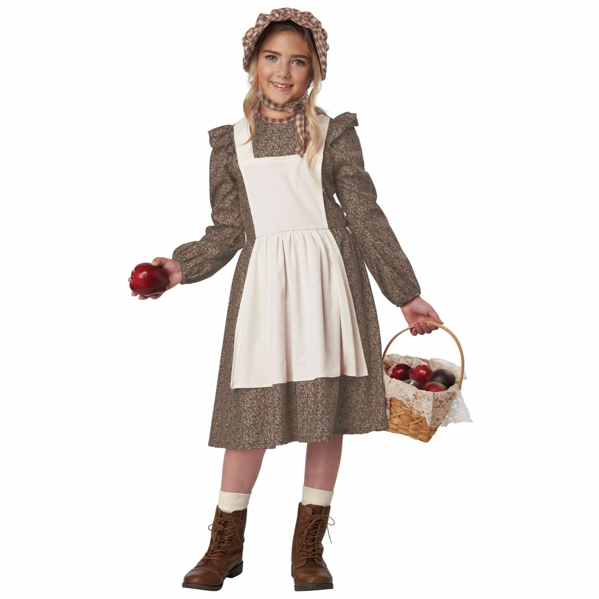 Frontier Prairie Settler Girl Colonia Victorian Pioneer Brown Girls Costume