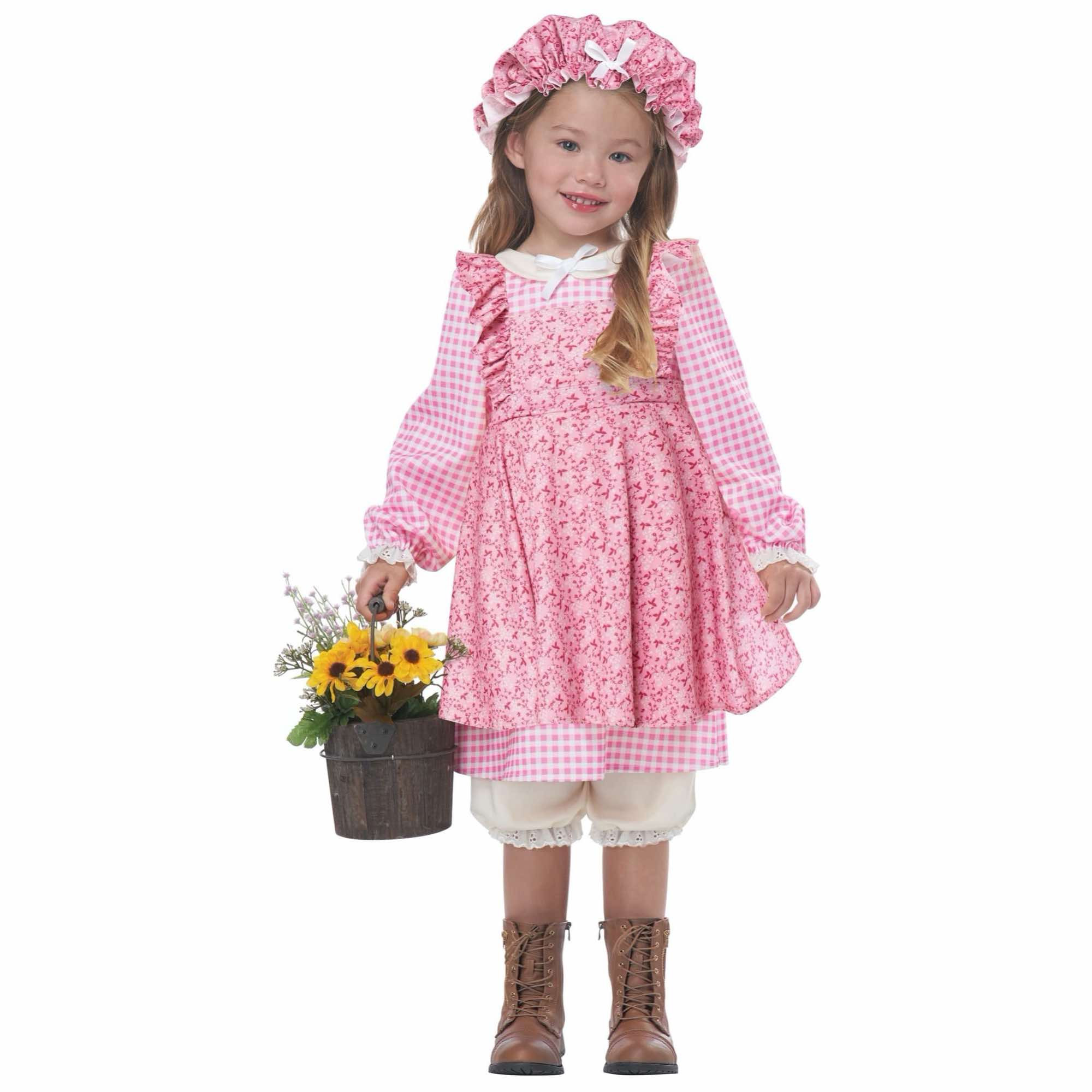 Little Prairie Pink Pioneer Frontier Colonial Olden Day Toddler Girls Costume