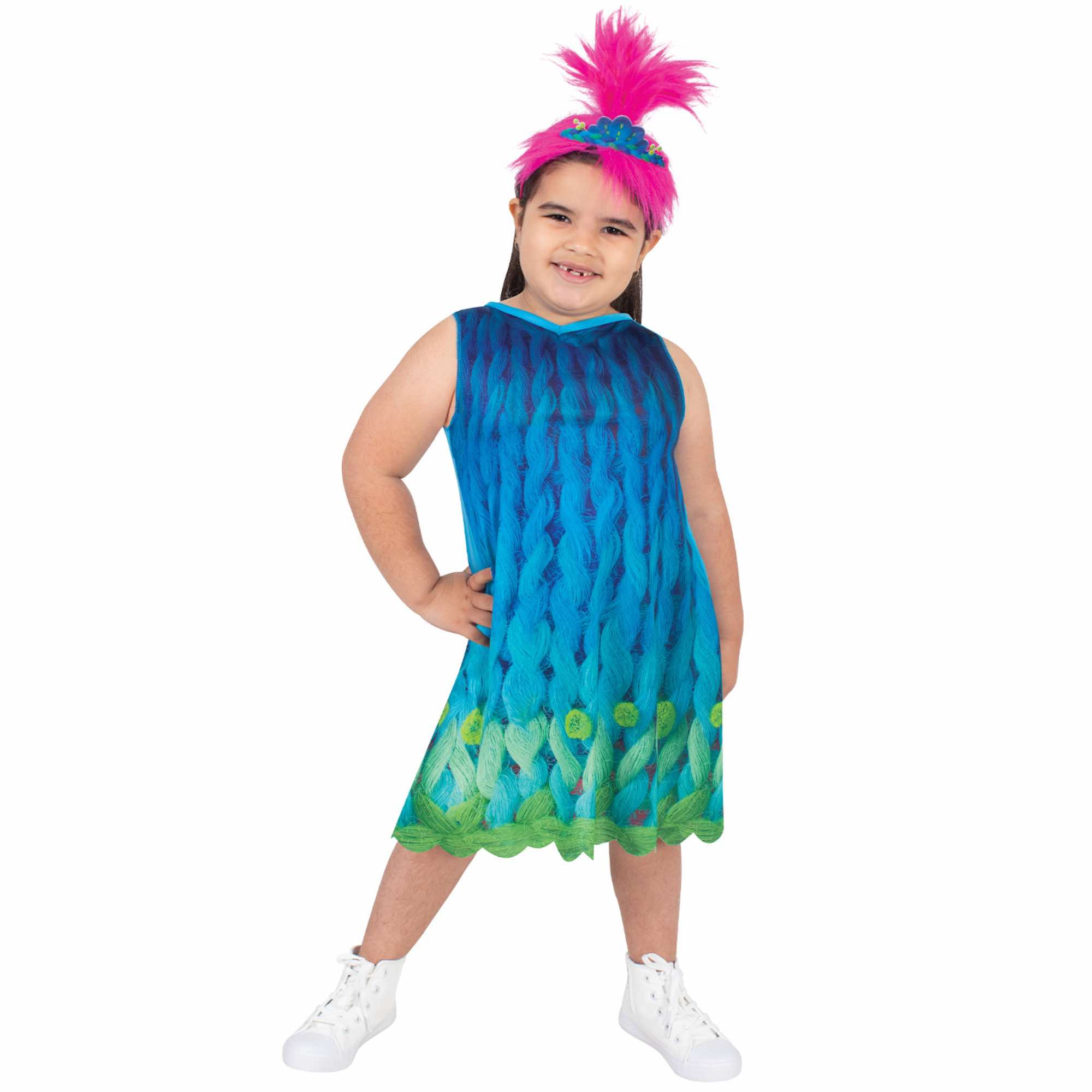 Poppy Trolls Band Together Blue Girls Costume 4-6 Years