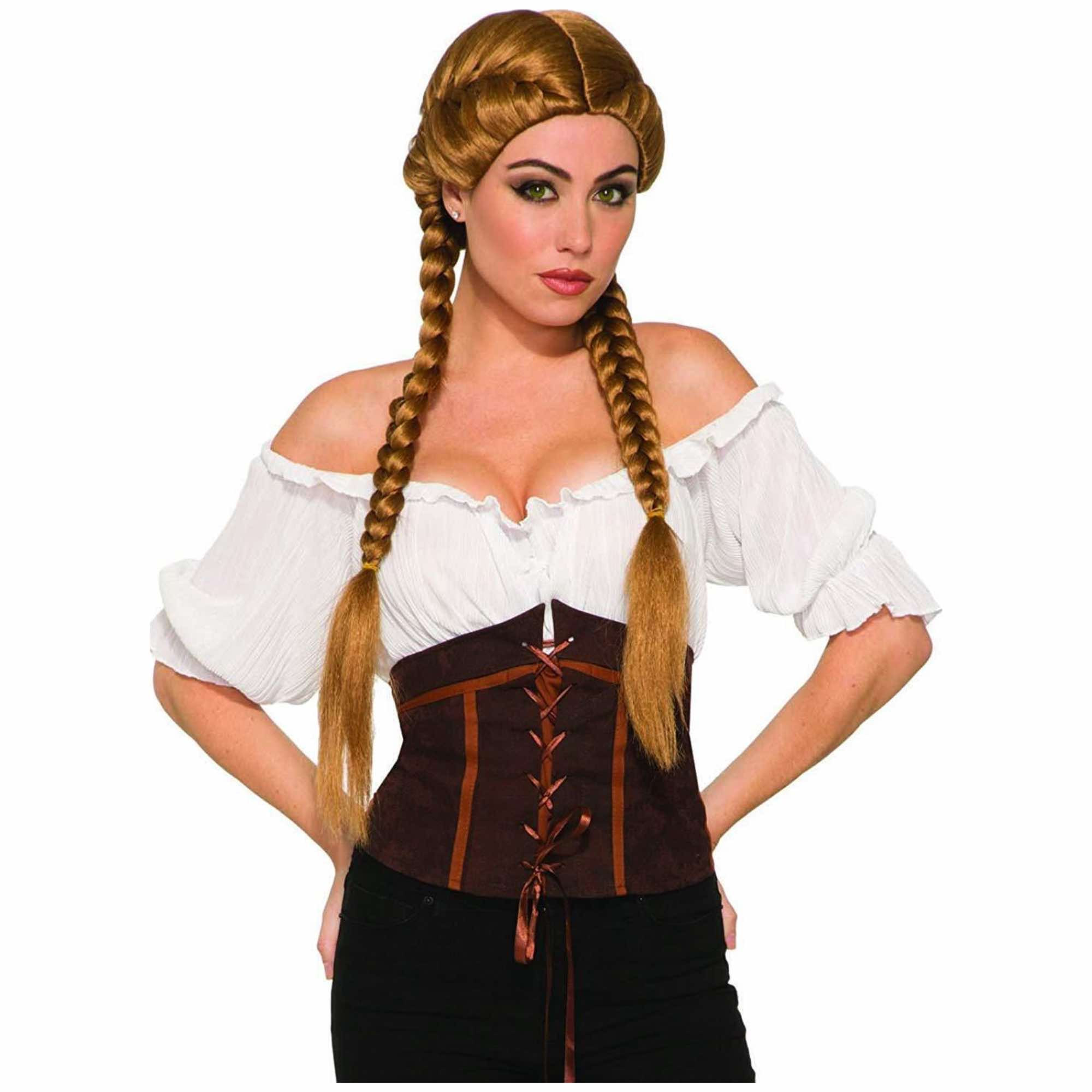 Braided Renaissance Medieval Dragon Brown Womens Wig